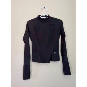 Gymshark Womens XSmall Black Activewear 1/4 Zip High Neck Jacket Thumbholes